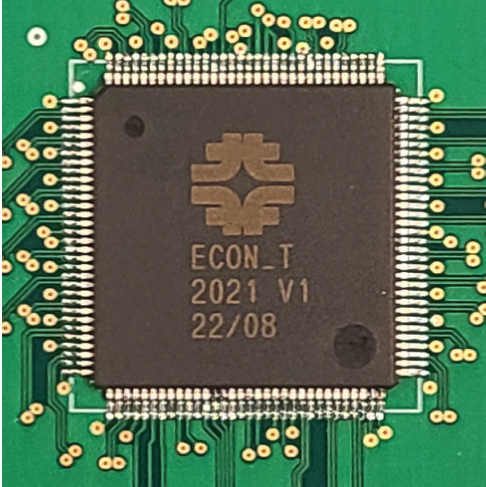 ECON-I 2021 V1 chip mounted on a printed circuit board